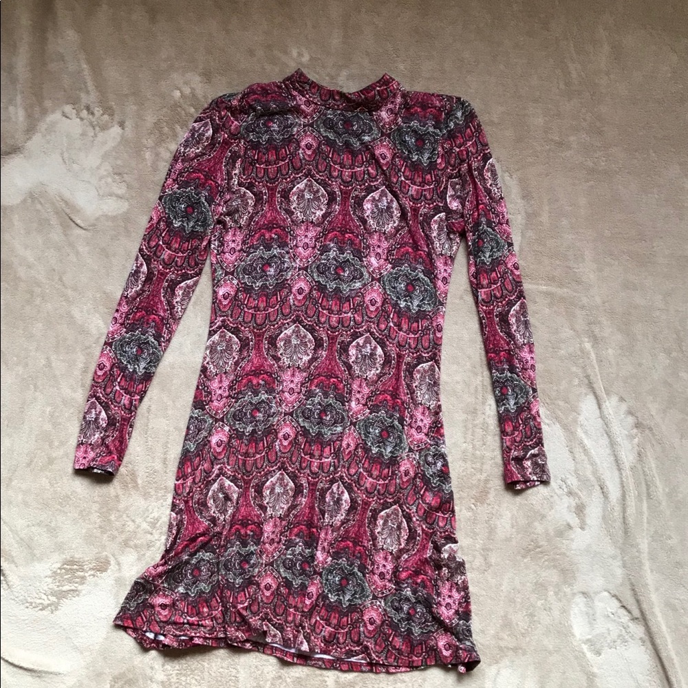B.P. Mock neck paisley long sleeve dress